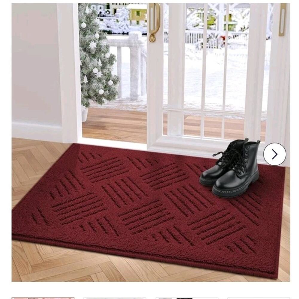 Door Mat Indoor Doormat,Front Back Non Slip Entrance Rugs Rubber 20x32 Red